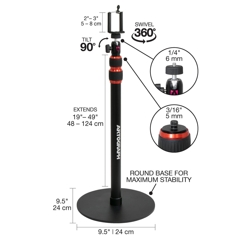 Height Adjustable Tabletop, Floor Stand for Digital Projectors,Phones and Cameras 25008