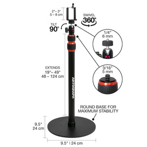 Height Adjustable Tabletop, Floor Stand for Digital Projectors,Phones and Cameras 25008